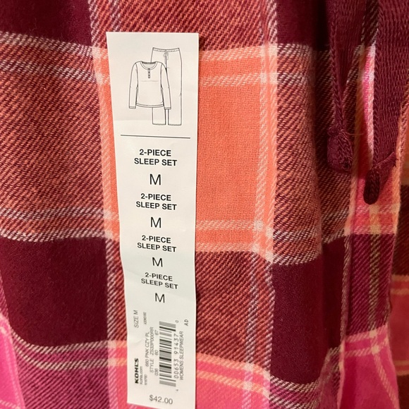 NWT Sonoma Plaid Pj pants in Pink and Peach - Picture 2 of 5
